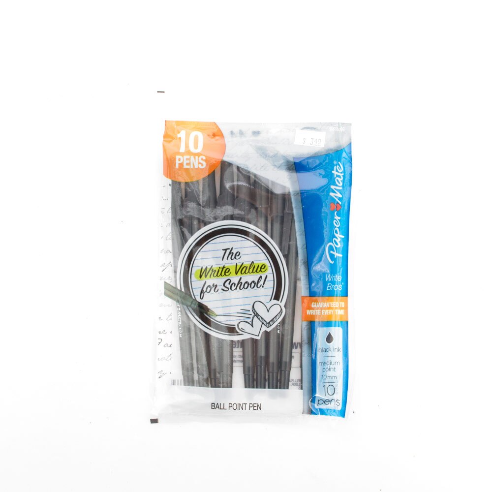 Paper Mate, Write Bros, Ballpoint Pen, Medium, 10 Pack, Black